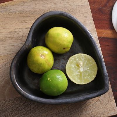 Alternate image for Pair of Handcrafted Heart-Shaped Black Ceramic Bowls Heart Saga