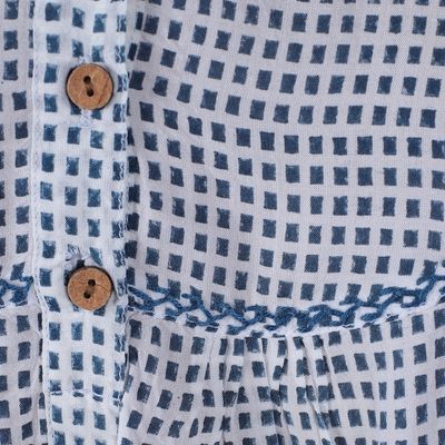 Alternate image for Block-Printed Pincheck Black and White Cotton Tunic Pincheck Spring