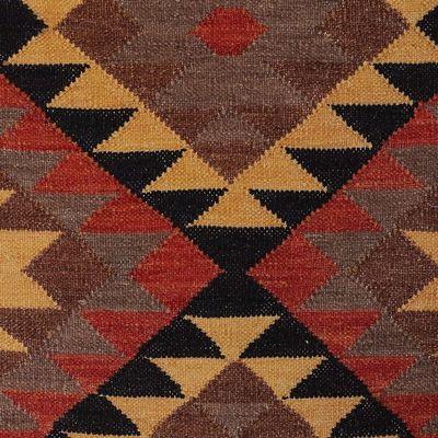 Alternate image for Handmade Diamond-Patterned Wool Area Rug in Warm Hues 3x5 Classic Manor