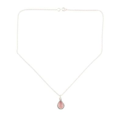 Alternate image for Indian Rose Quartz Earring and Necklace Set Pink Crush