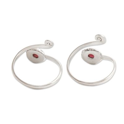 Alternate image for Garnet and Sterling Silver Toe Rings Pair Gemstone Spiral in Red