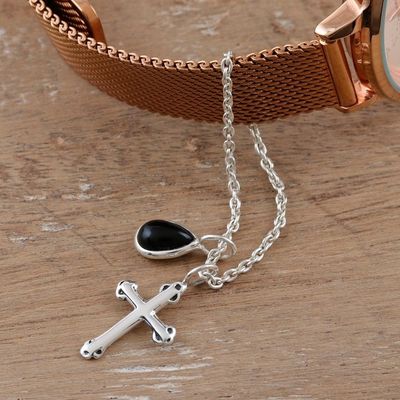 Alternate image for Onyx and Sterling Silver Watch Accent with Charms from India Magical Appeal