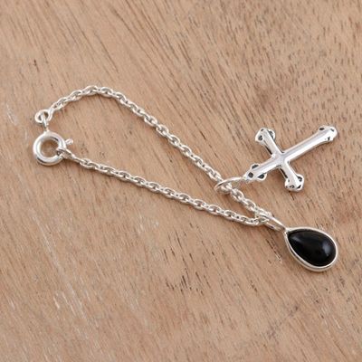 Alternate image for Onyx and Sterling Silver Watch Accent with Charms from India Magical Appeal