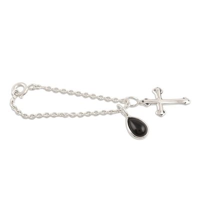 Alternate image for Onyx and Sterling Silver Watch Accent with Charms from India Magical Appeal