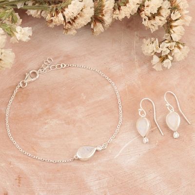 Alternate image for Rainbow Moonstone and Cubic Zirconia Jewelry Set Minor Moon