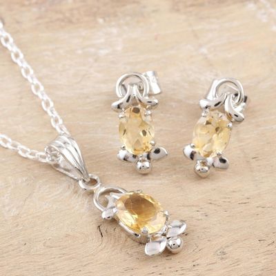 Alternate image for Rhodium-Plated Citrine Jewelry Set Sunny Passion