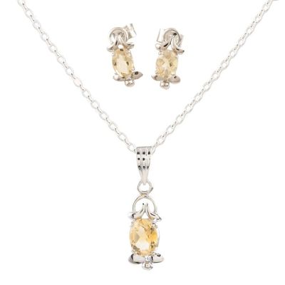 Alternate image for Rhodium-Plated Citrine Jewelry Set Sunny Passion