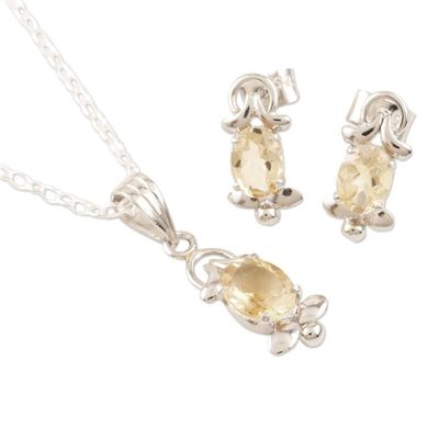 Alternate image for Rhodium-Plated Citrine Jewelry Set Sunny Passion