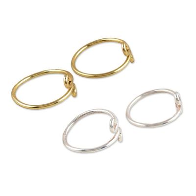 Alternate image for Handcrafted Sterling Silver and Brass Toe Rings Set of 4 Here and There