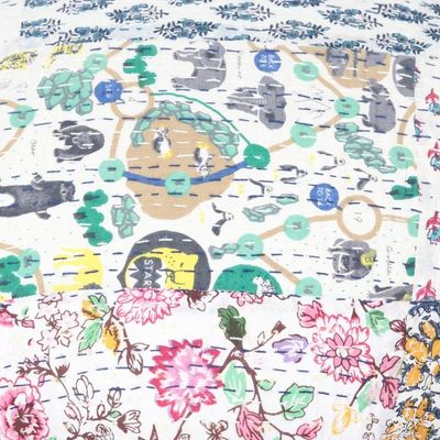 Alternate image for Upholstered Cotton and Wood Footstool Party Confetti