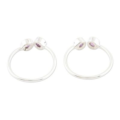 Alternate image for Handmade Sterling Silver and Garnet Toe Rings Pair Violet Dazzle