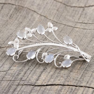 Alternate image for Rhodium-Plated Sterling Silver Moonstone Brooch Remembered Dream