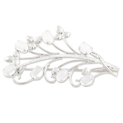 Alternate image for Rhodium-Plated Sterling Silver Moonstone Brooch Remembered Dream