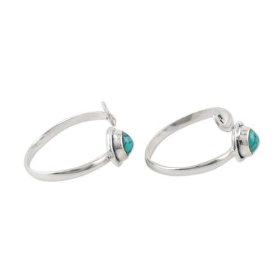 Alternate image for Indian Sterling Silver Toe Rings Pair Gemstone Spiral in Turquoise