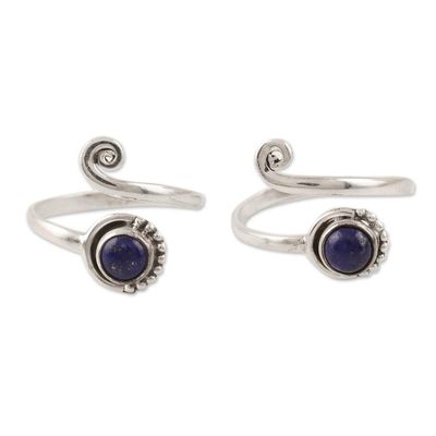 Alternate image for Sterling Silver and Lapis Lazuli Toe Rings Pair Royal Eddy