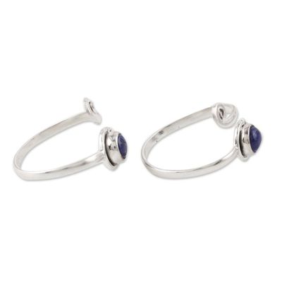 Alternate image for Sterling Silver and Lapis Lazuli Toe Rings Pair Royal Eddy