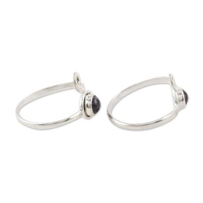 Alternate image for Amethyst and Sterling Silver Toe Rings Pair Gemstone Spiral in Purple