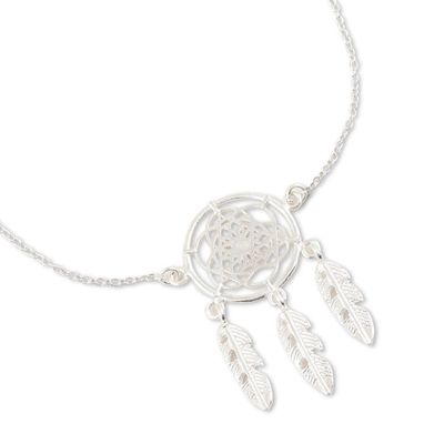 Alternate image for Sterling Silver Dreamcatcher Anklet Goodnight and Good Luck