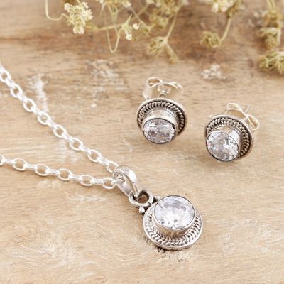 Alternate image for Sterling Silver and Cubic Zirconia Jewelry Set Pair Sparkling Water