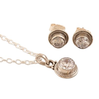 Alternate image for Sterling Silver and Cubic Zirconia Jewelry Set Pair Sparkling Water