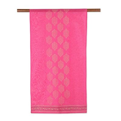 Alternate image for Block-Printed Cotton Blend Shawl from India Ruby Sea