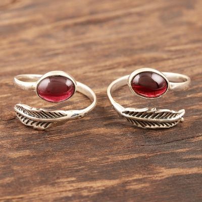 Alternate image for Garnet and Sterling Silver Toe Rings Pair Late Autumn
