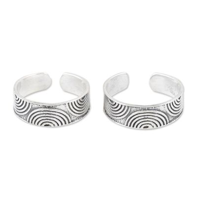 Alternate image for Set of 2 Bohemian Style Sterling Silver Toe Rings from India Hypnotic Style