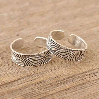 Alternate image for Set of 2 Bohemian Style Sterling Silver Toe Rings from India Hypnotic Style