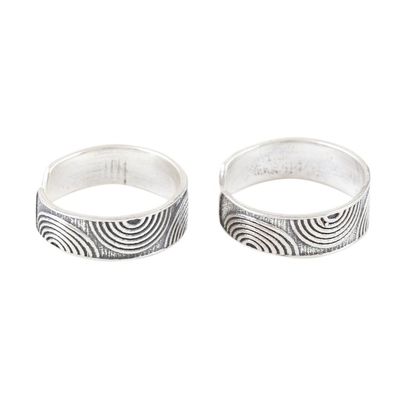 Alternate image for Set of 2 Bohemian Style Sterling Silver Toe Rings from India Hypnotic Style