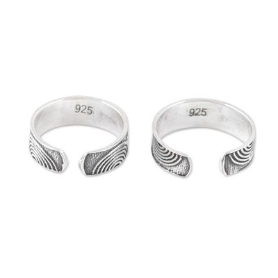 Alternate image for Set of 2 Bohemian Style Sterling Silver Toe Rings from India Hypnotic Style