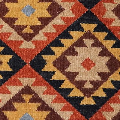 Alternate image for Indian Wool Area Rug with Geometric Motif 3 x 5 Grain of Truth