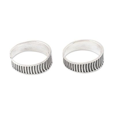 Alternate image for Set of 2 Bohemian Style Sterling Silver Toe Rings from India Spiral Style