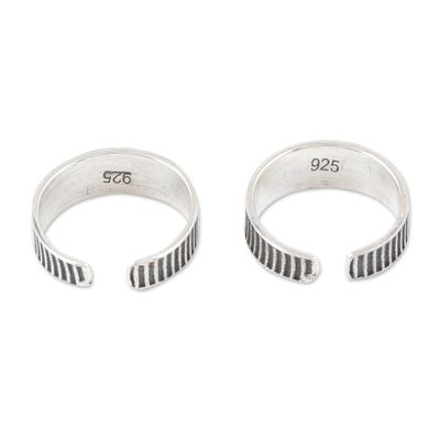 Alternate image for Set of 2 Bohemian Style Sterling Silver Toe Rings from India Spiral Style