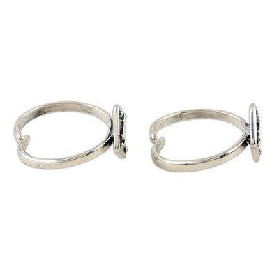 Alternate image for Sterling Silver Bird-Motif Toes Rings from India Pair Bird Bath