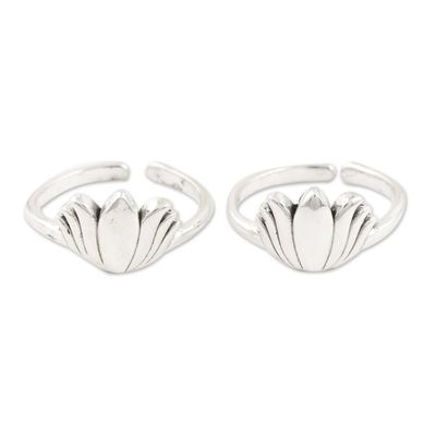 Alternate image for Hand Made Sterling Silver Flower Toe Rings from India Pair Blossom Buddies
