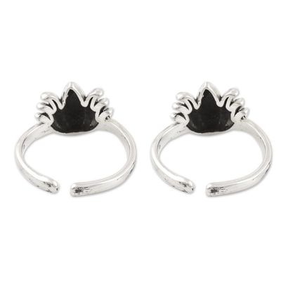 Alternate image for Hand Made Sterling Silver Flower Toe Rings from India Pair Blossom Buddies