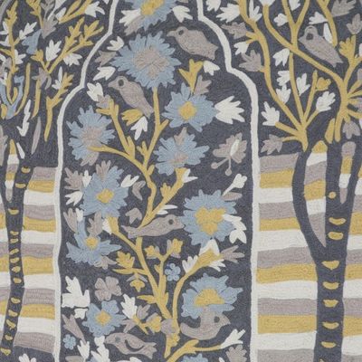 Alternate image for Chain-Stitched Wool and Cotton Tree Motif Rug Winged Paradise