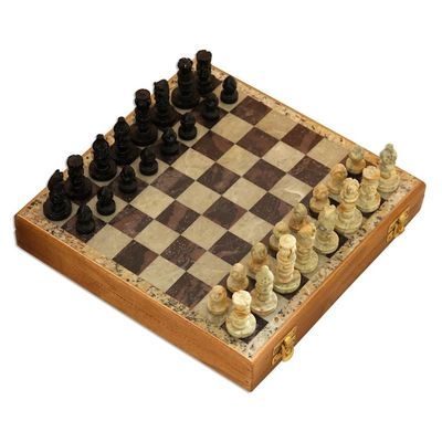 Alternate image for Hand Carved Soapstone Chess Set Mughal Leisure