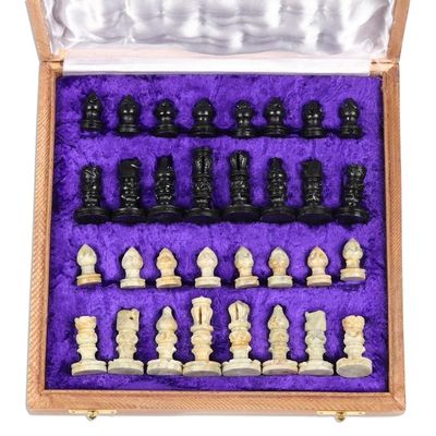 Alternate image for Hand Carved Soapstone Chess Set Mughal Leisure