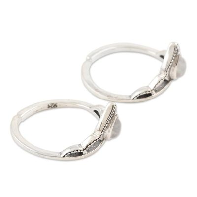 Alternate image for Sterling Silver and Rainbow Moonstone Toe Rings Pair Mythic Crown