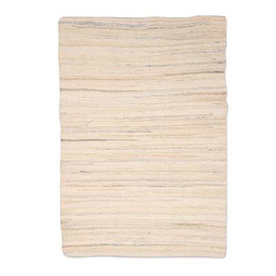 Alternate image for Beige and Azure Recycled Cotton Area Rug from India 3x4.5 Subdued Style