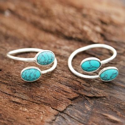 Alternate image for Oval Composite Turquoise Toe Rings from india Dainty Ovals
