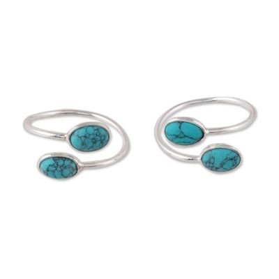 Alternate image for Oval Composite Turquoise Toe Rings from india Dainty Ovals