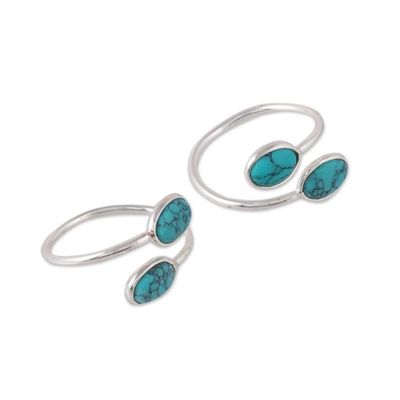 Alternate image for Oval Composite Turquoise Toe Rings from india Dainty Ovals