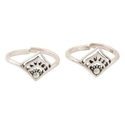 Alternate image for Handmade Sterling Silver Toe Rings from India Pair Diamond Tiara
