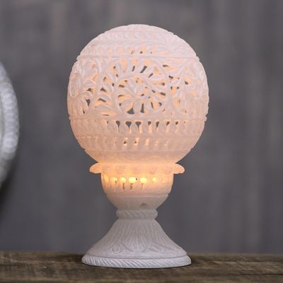 Alternate image for Vine Pattern Alabaster Tealight Holder from India Vine Dome