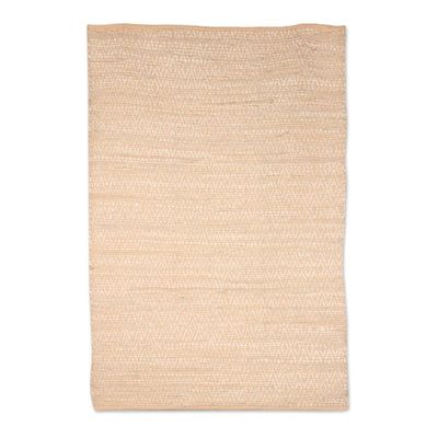 Alternate image for Buff and Ivory Recycled Cotton Area Rug from India 3x4.5 Diamond Subtlety
