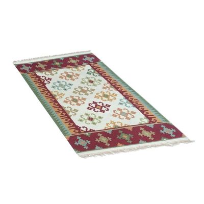 Alternate image for Handwoven Geometric Wool Area Rug 4x6 from India Morning Dream