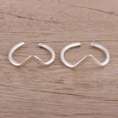 Alternate image for Modern Polished Sterling Silver Toe Band Rings Pair Steady Rhythm