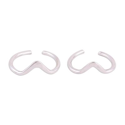 Alternate image for Modern Polished Sterling Silver Toe Band Rings Pair Steady Rhythm